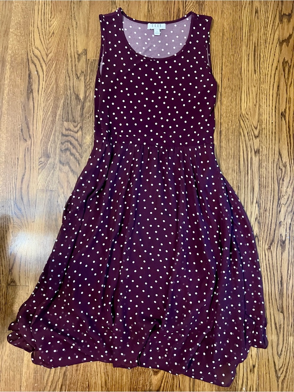 Elle Burgundy Polka Dot Sleeveless Dress